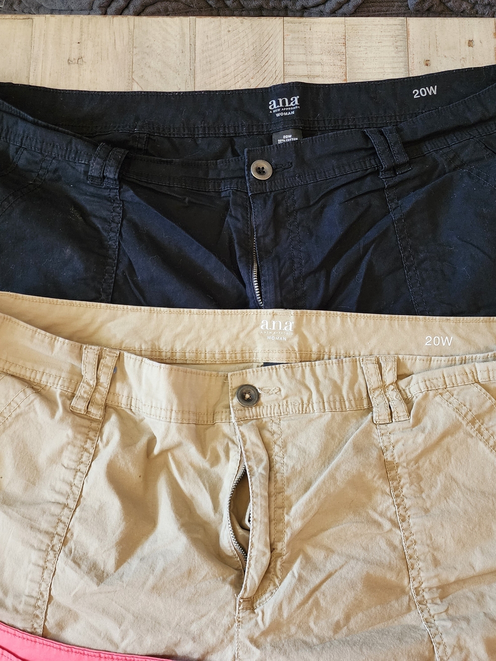 a.n.a Women's Shorts Trio in Coral, Khaki, and Black - Picture 4 of 5